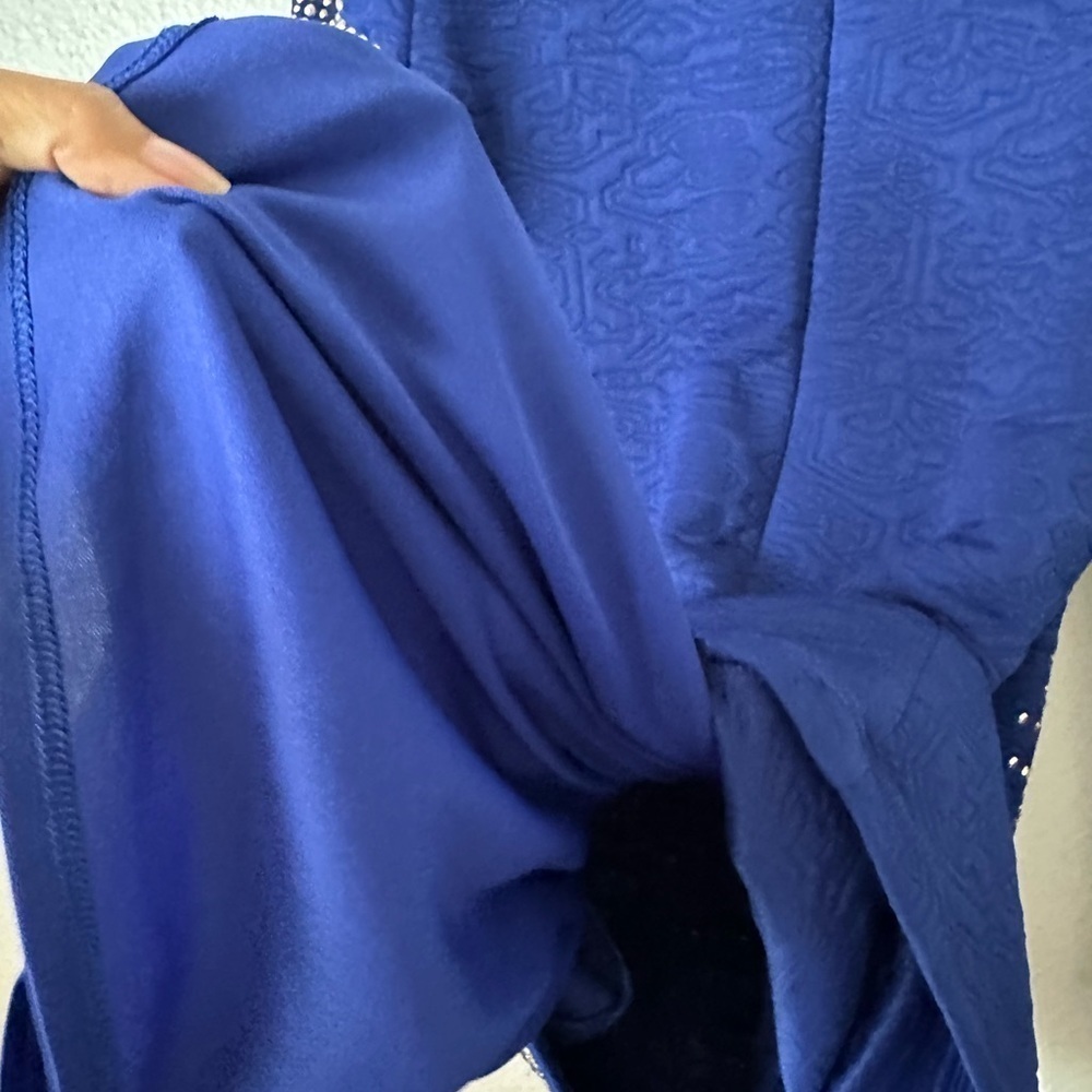 Va Va Voom Royal Blue Beaded Long Sleeve Body Con Medium Mini Dress Brand New - Picture 6 of 9